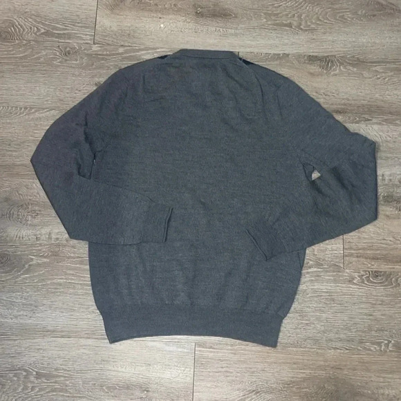 Jos A Bank Sweater Mens Large Gray navy Wool Argyle V-Neck Preppy Academia Knit - Picture 8 of 8